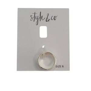 Style & Co Silver Tone Ring Size 6 Two Row Band